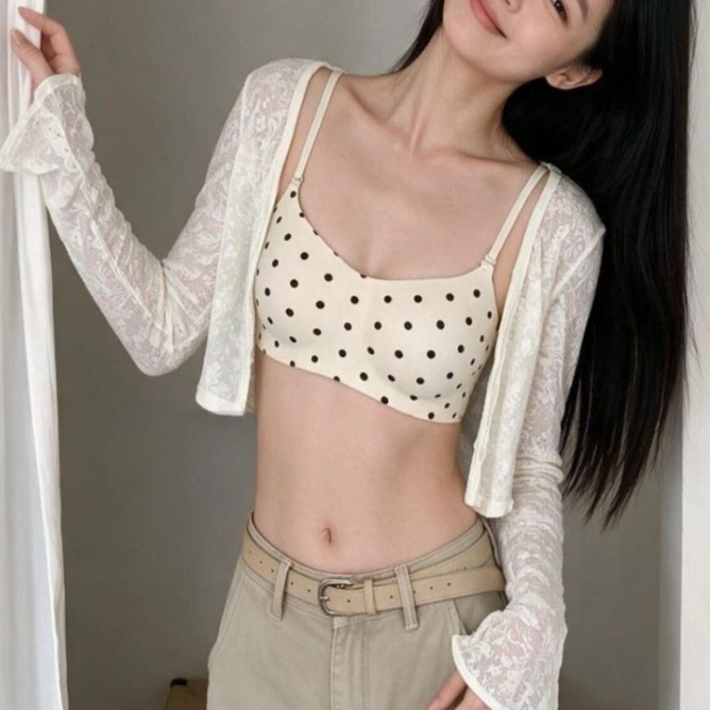 Bralette Wireless Soft - Женский бесшовный бюстгальтер-бралетт в горошек с